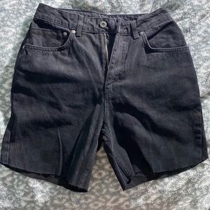 ragged priest black checkered denim shorts